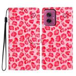 For Motorola Moto G55 3D Pattern Leather Phone Case(Pink Leopard Print)