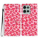 For Motorola Moto G75 5G 3D Pattern Leather Phone Case(Pink Leopard Print)