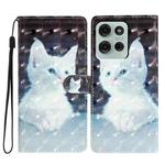 For Motorola Moto G75 5G 3D Pattern Leather Phone Case(White Cat)