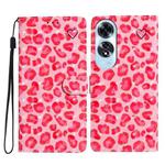 For OPPO A60 3D Pattern Leather Phone Case(Pink Leopard Print)