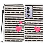 For OPPO A3 Pro 3D Pattern Leather Phone Case(Striped Heart)