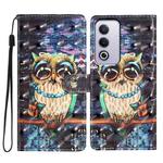 For OPPO A3 Pro 3D Pattern Leather Phone Case(Big-eyed owl)