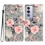 For OPPO A3 Pro 3D Pattern Leather Phone Case(Gray Base Flower)