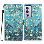 For OPPO A3 Pro 3D Pattern Leather Phone Case(Blue Base Apricot Flower)