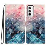 For OPPO Reno12 Global 3D Pattern Leather Phone Case(3D Pink Blue Marble)