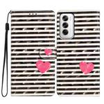 For OPPO Reno12 Global 3D Pattern Leather Phone Case(Striped Heart)