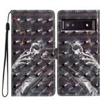 For Google Pixel 8A 3D Pattern Leather Phone Case(Skull)