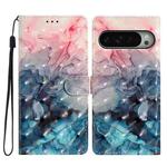 For Google Pixel 9 / 9 Pro 3D Pattern Leather Phone Case(3D Pink Blue Marble)