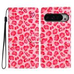 For Google Pixel 9 / 9 Pro 3D Pattern Leather Phone Case(Pink Leopard Print)