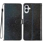 For iPhone 16 Glitter Powder Flip Leather Phone Case(Black)