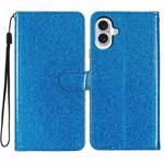 For iPhone 16 Glitter Powder Flip Leather Phone Case(Blue)