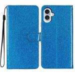 For iPhone 16 Plus Glitter Powder Flip Leather Phone Case(Blue)