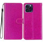 For iPhone 16 Pro Glitter Powder Flip Leather Phone Case(Rose Red)