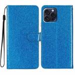 For iPhone 16 Pro Max Glitter Powder Flip Leather Phone Case(Blue)