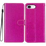 For iPhone 16e Glitter Powder Flip Leather Phone Case(Rose Red)