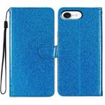 For iPhone 16e Glitter Powder Flip Leather Phone Case(Blue)