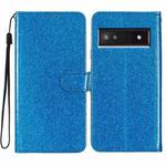 For Google Pixel 8A Glitter Powder Flip Leather Phone Case(Blue)