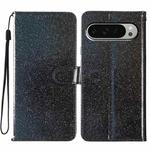 For Google Pixel 9 / 9 Pro Glitter Powder Flip Leather Phone Case(Black)