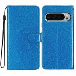 For Google Pixel 9 / 9 Pro Glitter Powder Flip Leather Phone Case(Blue)