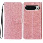 For Google Pixel 9 Pro XL Glitter Powder Flip Leather Phone Case(Rose Gold)