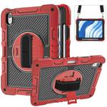 For iPad Air 11 2024 / Air 2022 10.9 360 Degree Rotation PC Contrast Silicone Tablet Case(Red + Black)