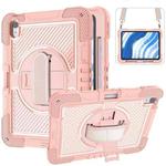 For iPad Air 11 2024 / Air 2022 10.9 360 Degree Rotation PC Contrast Silicone Tablet Case(Rose Gold)