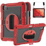 For iPad Pro 11 2024 360 Degree Rotation PC Contrast Silicone Tablet Case(Red + Black)