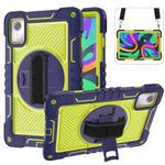 For Lenovo Tab M11 / Xiaoxin Pad 11 2024 360 Degree Rotation PC Contrast Silicone Tablet Case(Navy Blue + Yellow Green)