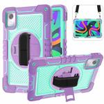 For Lenovo Tab M11 / Xiaoxin Pad 11 2024 360 Degree Rotation PC Contrast Silicone Tablet Case(Purple + Mint Green)
