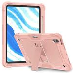 For iPad Air 11 2024 / Air 2022 10.9 Shockproof Silicone Hybrid PC Tablet Case with Holder(Rose Gold)