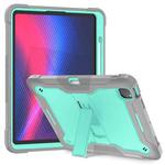 For iPad Pro 13 2024 Shockproof Silicone Hybrid PC Tablet Case with Holder(Mint Green + Grey)