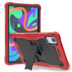 For Lenovo Tab M11 / Xiaoxin Pad 11 2024 Shockproof Silicone Hybrid PC Tablet Case with Holder(Black + Red)