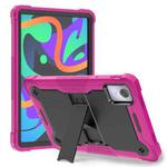 For Lenovo Tab M11 / Xiaoxin Pad 11 2024 Shockproof Silicone Hybrid PC Tablet Case with Holder(Black + Rose Red)