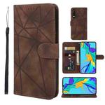 For Huawei P30 Skin Feel Geometric Lines Leather Phone Case(Brown)