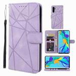 For Huawei P30 Pro Skin Feel Geometric Lines Leather Phone Case(Purple)