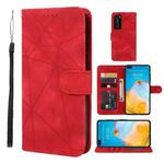 For Huawei P40 Skin Feel Geometric Lines Leather Phone Case(Red)