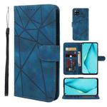 For Huawei P40 Lite Skin Feel Geometric Lines Leather Phone Case(Blue)