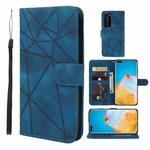 For Huawei P40 Pro Skin Feel Geometric Lines Leather Phone Case(Blue)