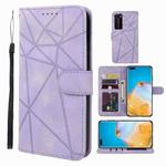 For Huawei P40 Pro Skin Feel Geometric Lines Leather Phone Case(Purple)