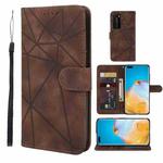 For Huawei P40 Pro Skin Feel Geometric Lines Leather Phone Case(Brown)