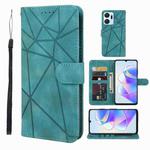 For Honor X7a Skin Feel Geometric Lines Leather Phone Case(Green)