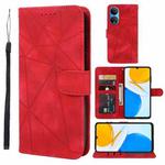 For Honor X7 Skin Feel Geometric Lines Leather Phone Case(Red)