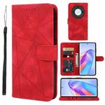 For Honor X9a Skin Feel Geometric Lines Leather Phone Case(Red)