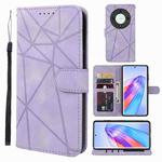 For Honor X9a Skin Feel Geometric Lines Leather Phone Case(Purple)