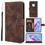 For Honor X9a Skin Feel Geometric Lines Leather Phone Case(Brown)