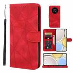 For Honor X9 Skin Feel Geometric Lines Leather Phone Case(Red)