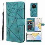 For Honor X9 Skin Feel Geometric Lines Leather Phone Case(Green)