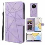 For Honor X9 Skin Feel Geometric Lines Leather Phone Case(Purple)