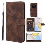 For Honor X9 Skin Feel Geometric Lines Leather Phone Case(Brown)