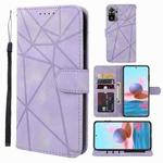 For Xiaomi Redmi Note 10S Skin Feel Geometric Lines Leather Phone Case(Purple)